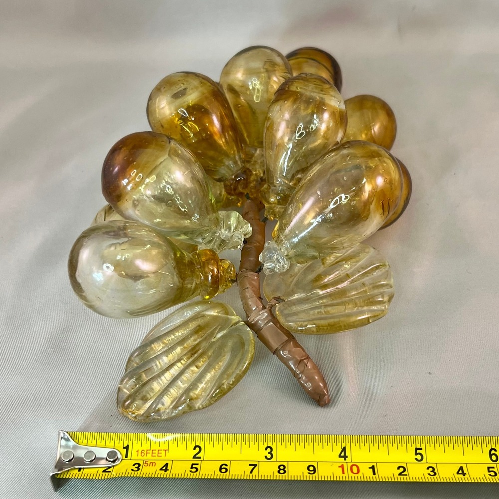 Vintage Blown Glass Grapes Cluster Amber Gold MCM Decor Large Excellent - Picture 3 of 8